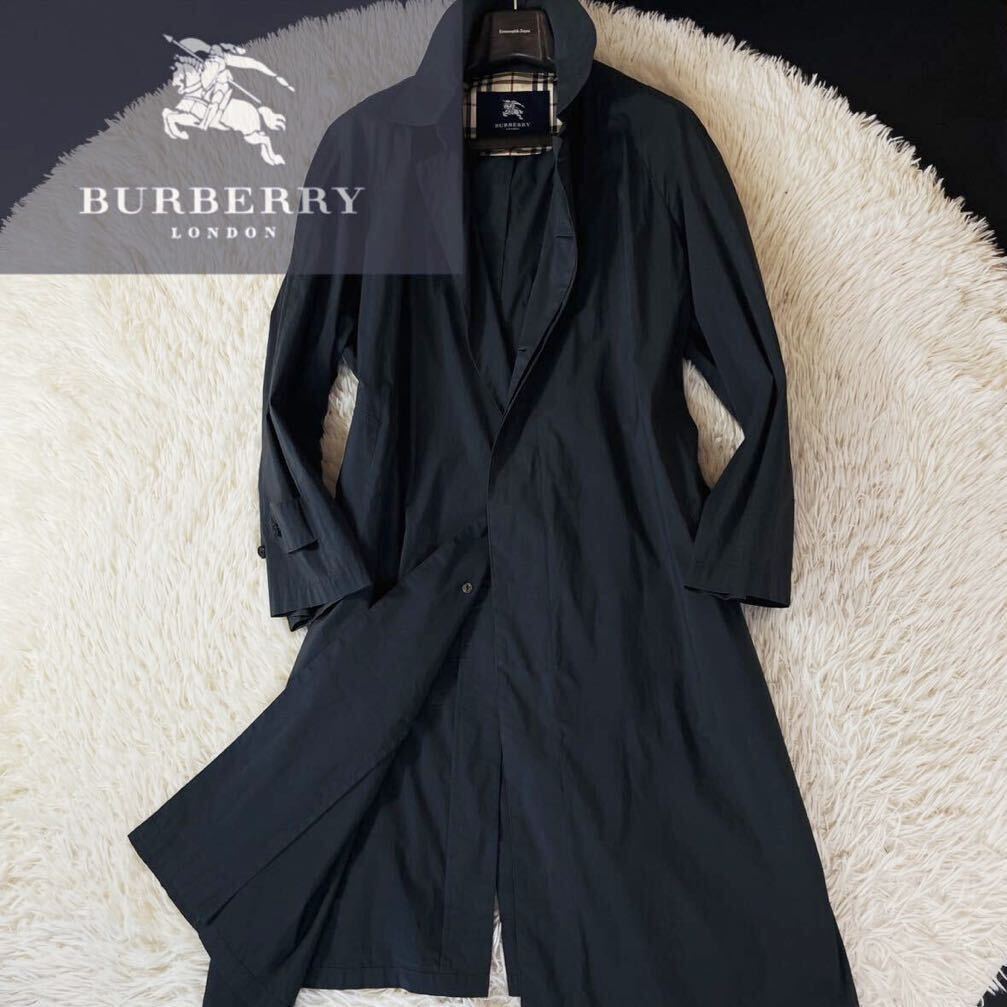 L23【撥水抜群!!さっと羽織れる】定価12万●BURBERRY LONDON●都会派ラグジュアリー●高級ステンカラーコート バーバリーコート メンズの画像1