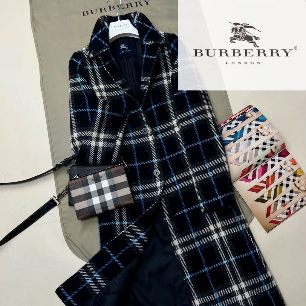 J20【極上完全ラムウール】参考価格17万●超美品BURBERRY LONDON●華やかデザイン●高級ステンカラーコート バーバリーコート レディースの画像1