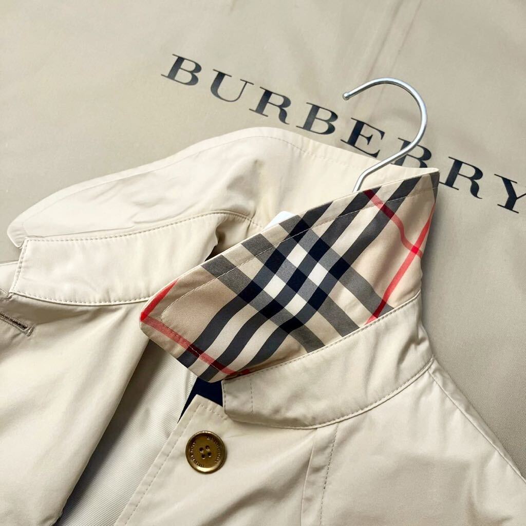 J46【バーバリーロゴ総柄〜】参考価格15万●超美品BURBERRY LONDON●春先さらりと薄手〜高級トレンチコート バーバリーコート レディースの画像4