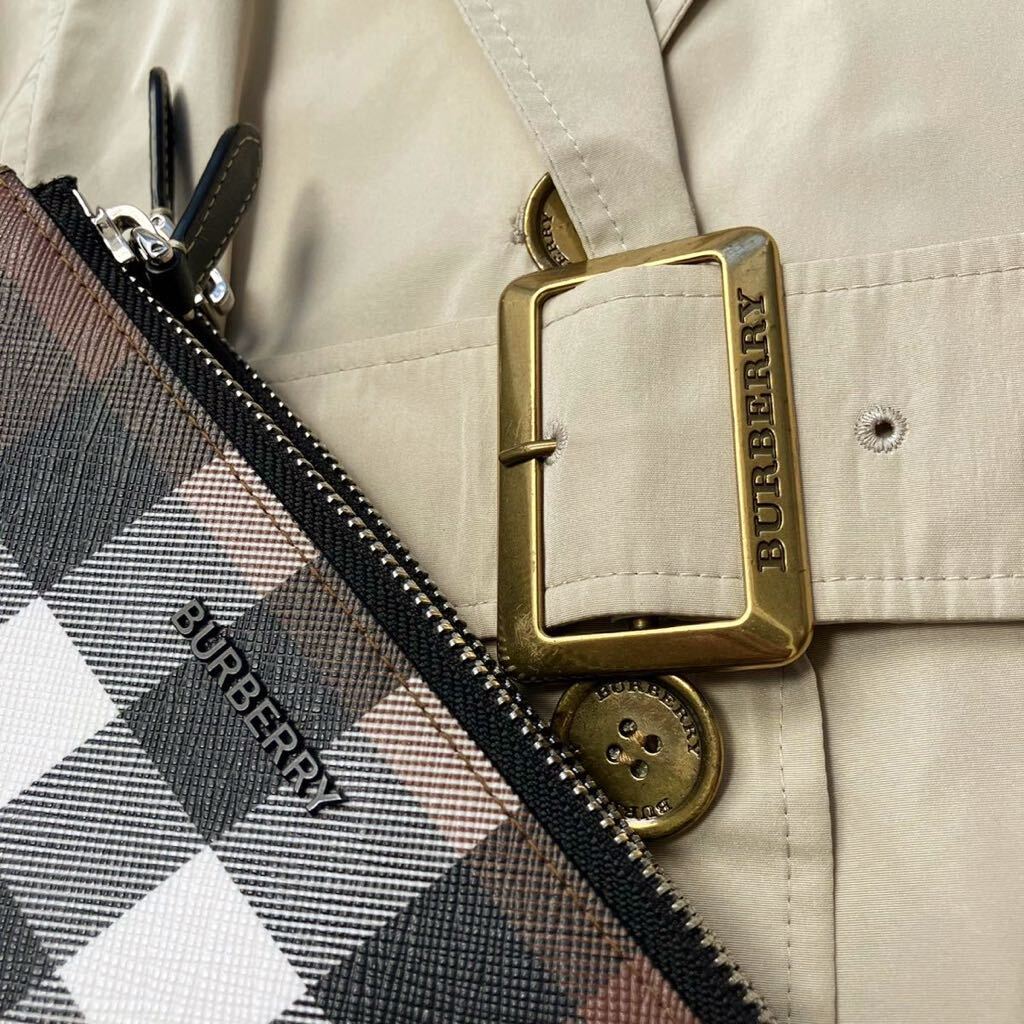 J46【バーバリーロゴ総柄〜】参考価格15万●超美品BURBERRY LONDON●春先さらりと薄手〜高級トレンチコート バーバリーコート レディースの画像7