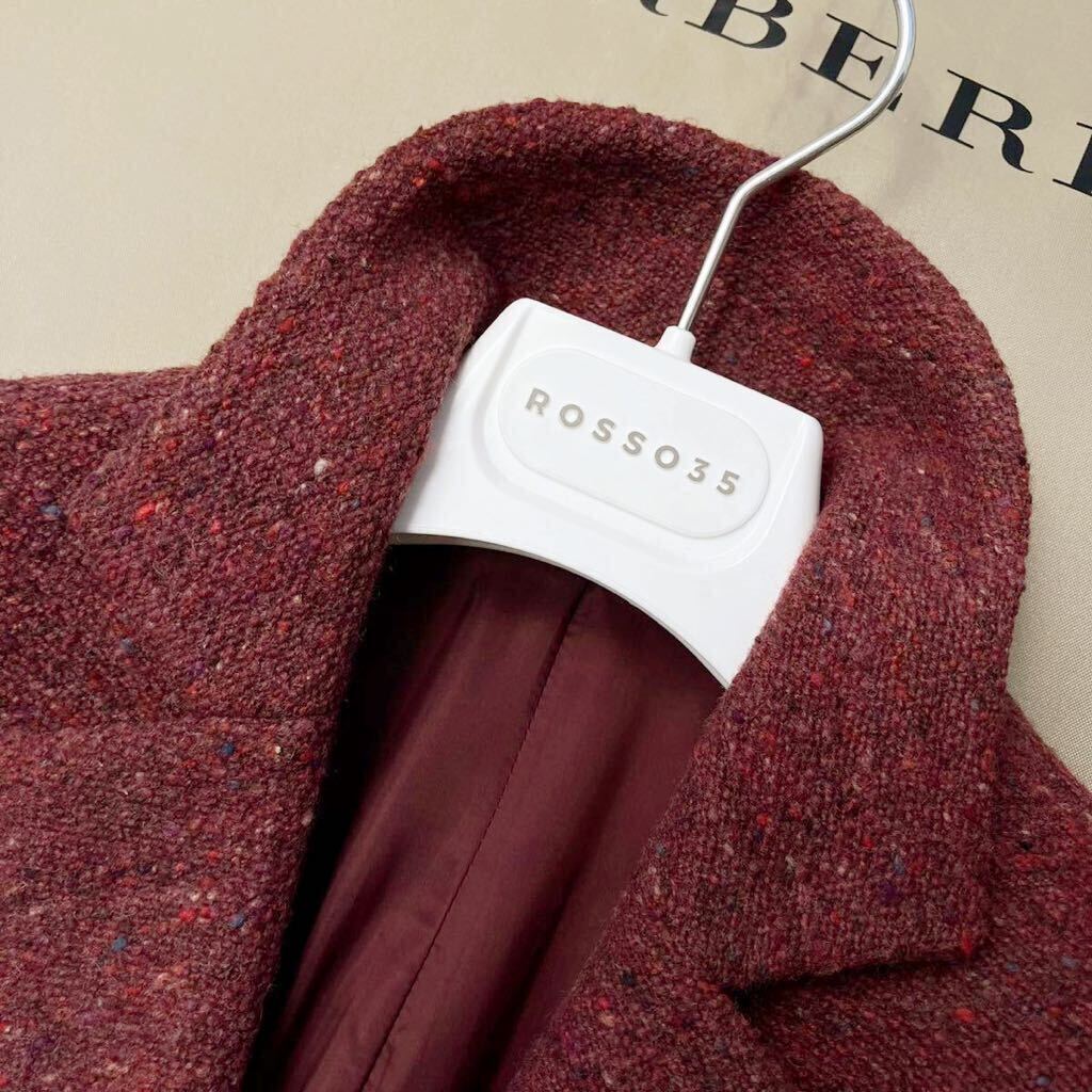 XK【カシミヤツイード】参考価格15万●美品BURBERRY LONDON●イタリア製生地●高級ジャケットコート バーバリーコート レディース 42_画像8