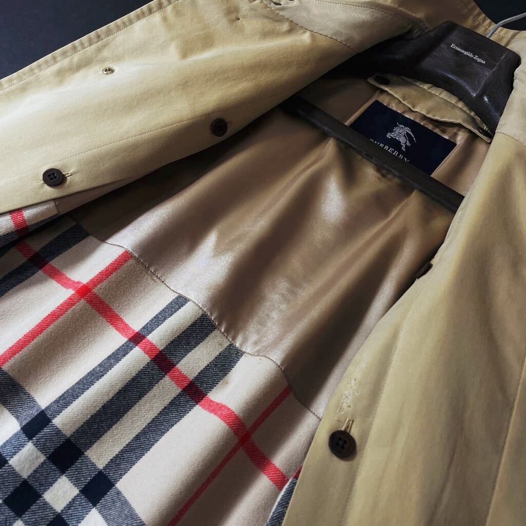 L43【最高峰ラグジュアリー】定価18万●BURBERRY LONDON●メゾンな品格●高級コットンステンカラーコート バーバリーコート メンズの画像9