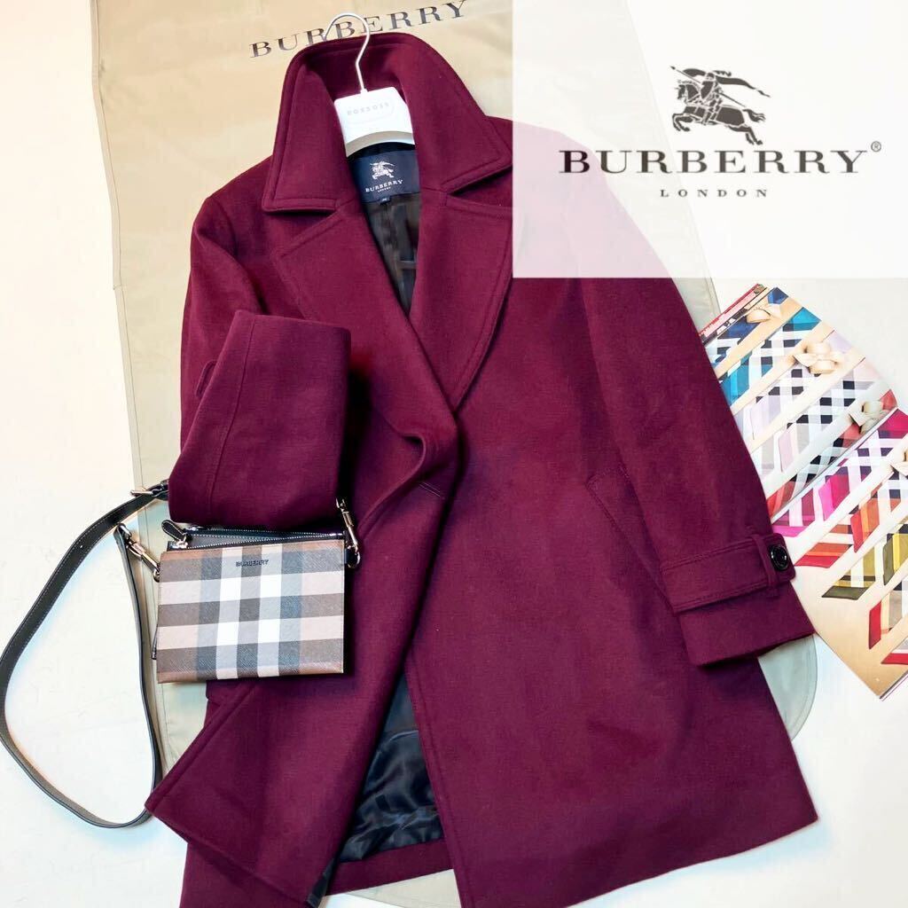 J39【神秘のカシミヤを纏う】参考価格16万●超美品BURBERRY LONDON●美シルエット●カシミヤチェスターコート バーバリーコート レディース_画像2