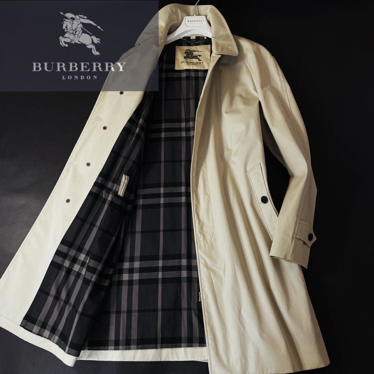 L27【現行モデル!!】美品〜定価24万●BURBERRY LONDON●圧倒的高級感!●高級コットンステンカラーコート バーバリーコート メンズ L/XLの画像1