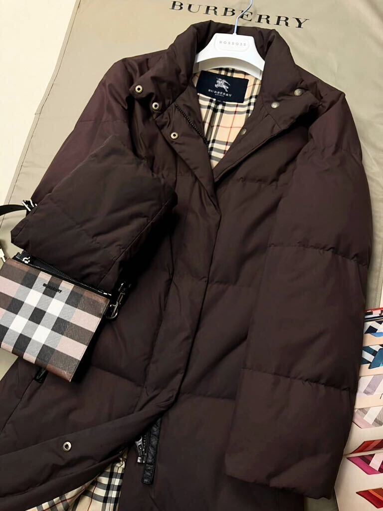 H20【人気のロングスタイル】参考価格18万●BURBERRY LONDON●ダウン90%ロングジャケット バーバリーコート レディース ノバチェック総柄の画像3