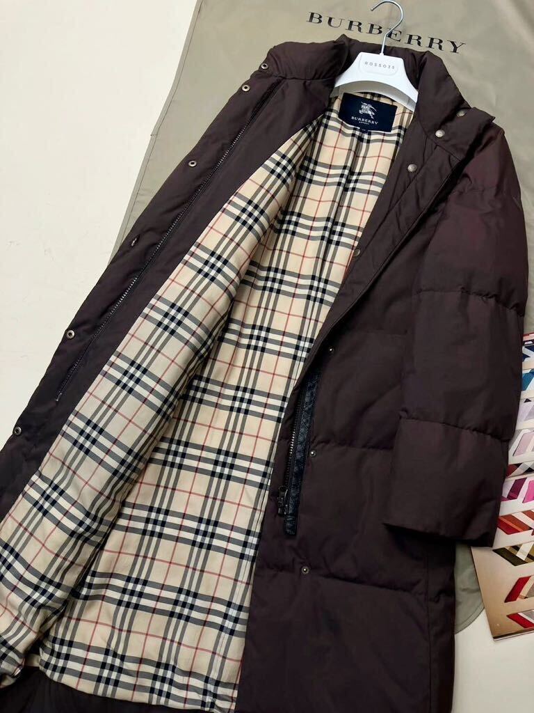 H20【人気のロングスタイル】参考価格18万●BURBERRY LONDON●ダウン90%ロングジャケット バーバリーコート レディース ノバチェック総柄の画像7