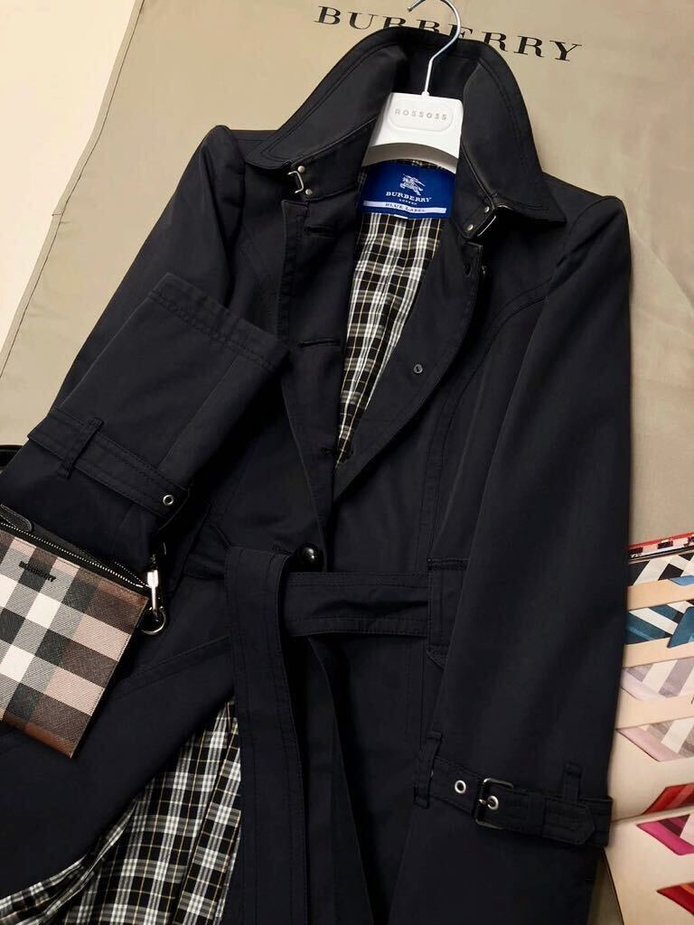 H39【さっと薄手トレンチ】参考価格12万●超美品BURBERRY BLUE LABEL●英国エレガント〜高級トレンチコート バーバリーコート レディースの画像4