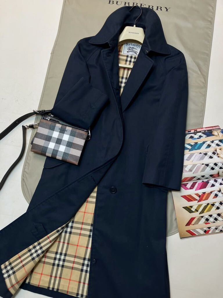 K38【百貨店購入】参考価格14万 超美品●BURBERRY LONDON●煌めく光沢感●高級トレンチコート バーバリーコート レディース Mの画像2