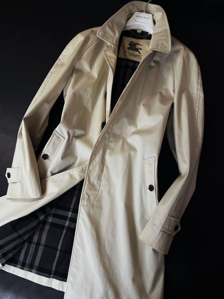 L27【現行モデル!!】美品〜定価24万●BURBERRY LONDON●圧倒的高級感!●高級コットンステンカラーコート バーバリーコート メンズ L/XLの画像3