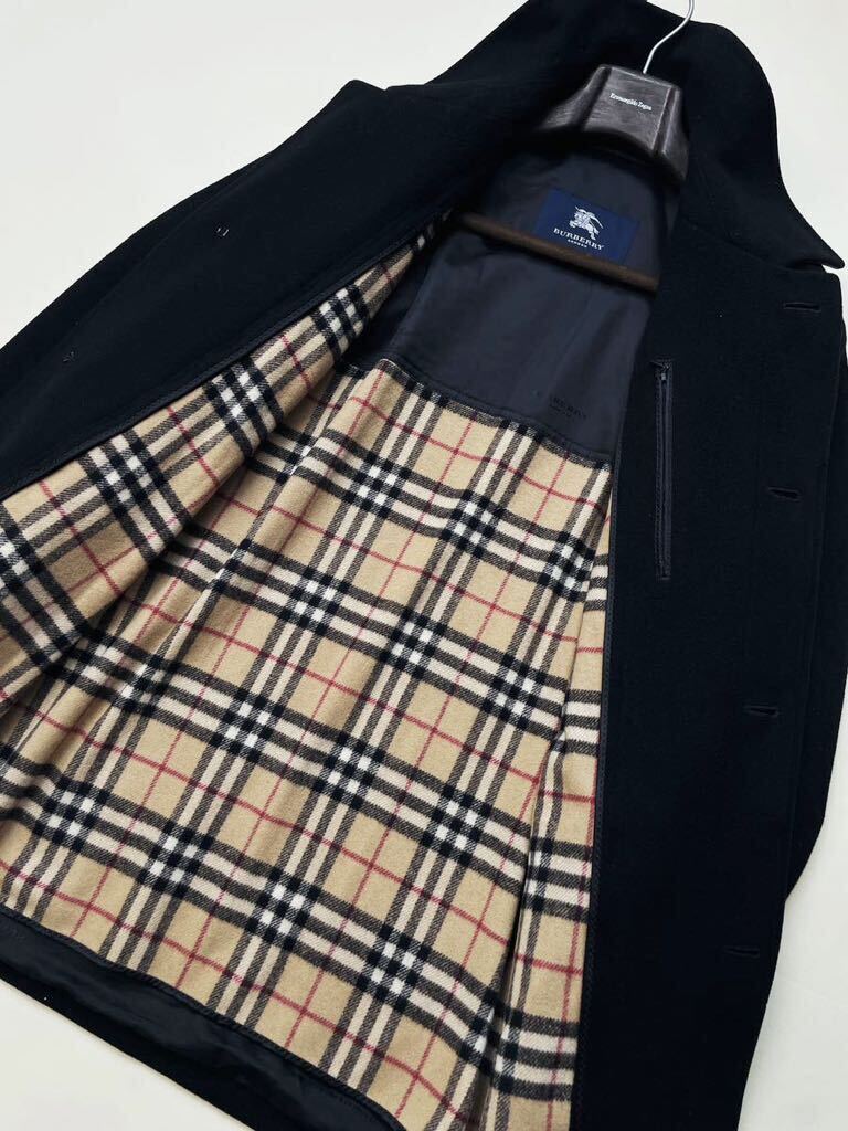 M32【頂点!!極上カシミヤ】定価20万●BURBERRY LONDON●圧倒的!!ノバチェック●メルトンウールステンカラーコート バーバリーコート メンズ_画像3