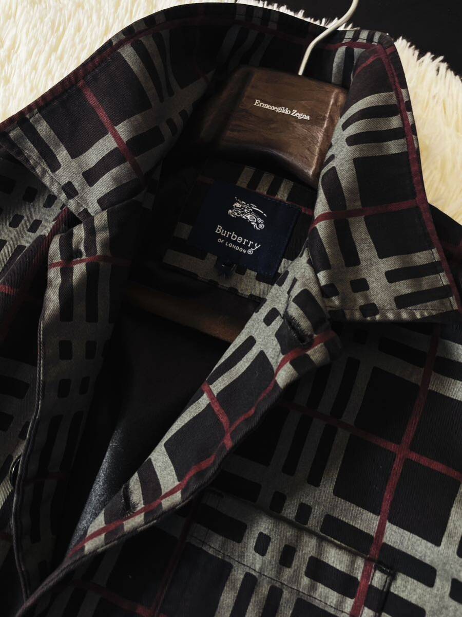 J49【レトロチックなオーラを纏う】定価12万●BURBERRY●圧倒的存在感!!●高級トレンチジャケットコート バーバリーコート メンズの画像3