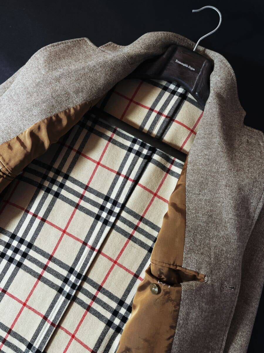 H1【正規品!!百貨店購入!!】定価15万 未使用級●BURBERRY LONDON●高級ツイード羊毛ジャケットコート●メンズ バーバリーコート L_画像9