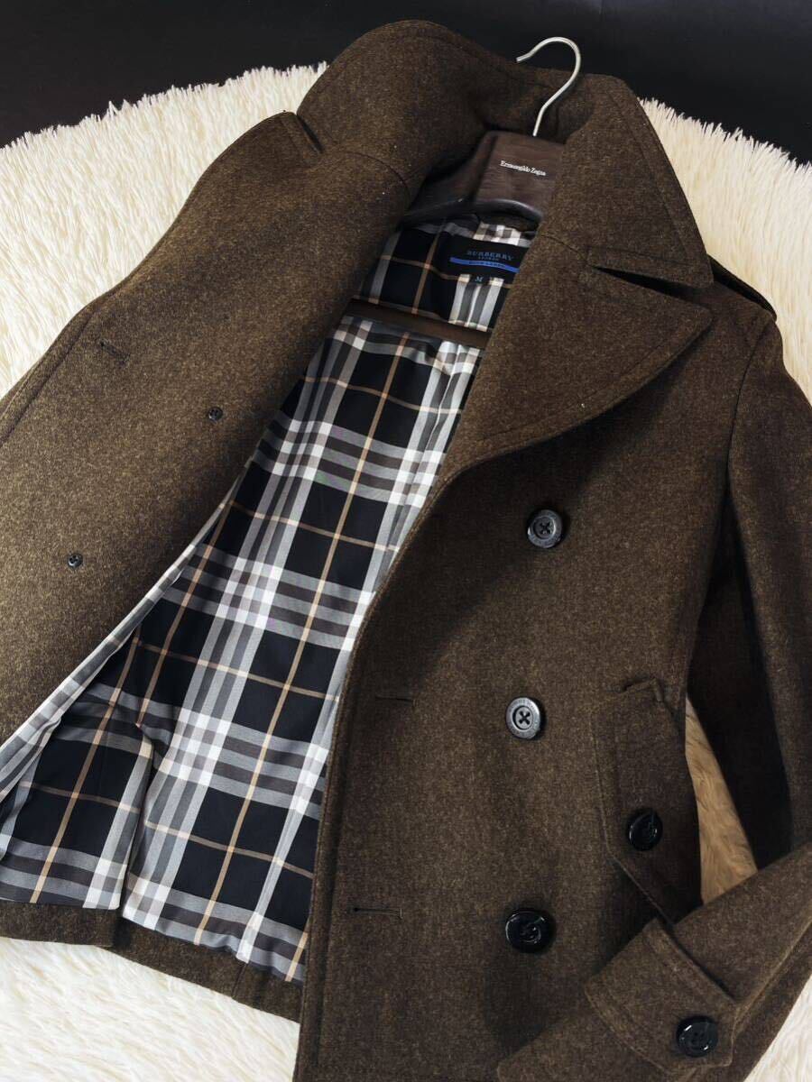 M31【未使用級】定価15万●BURBERRY BLUE LABEL●圧倒的手触り感●高級ウールトレンチPコート バーバリーコート メンズ　ノバチェック_画像2