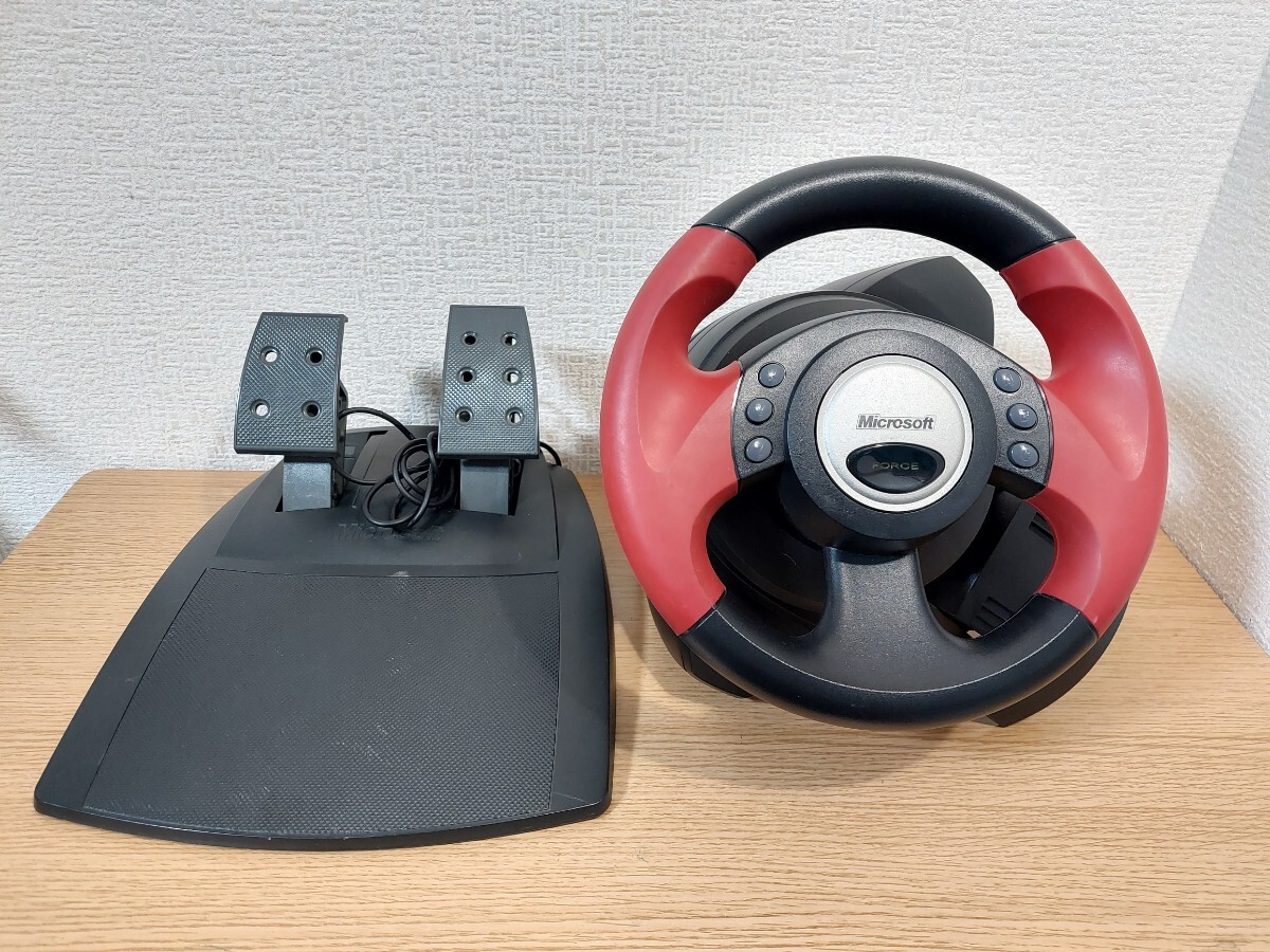 【ジャンク】マイクロソフト PCゲーム レーシングコントローラ Sidewinder Force Feedback Wheelの画像1