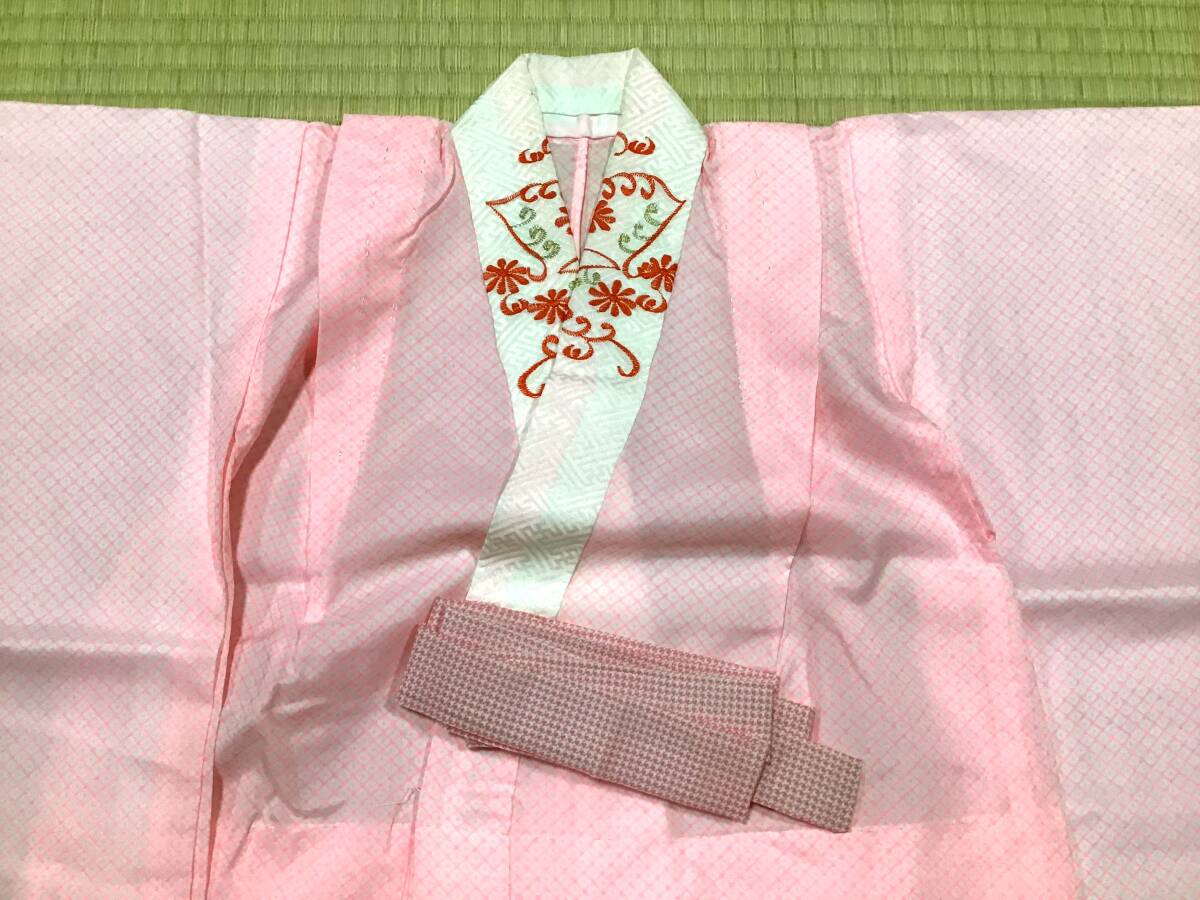  б/у женщина . "Семь, пять, три" .. кимоно хорошая вещь . лет 7 лет рост 110~130 примерно длинное нижнее кимоно obi мелкие вещи имеется 