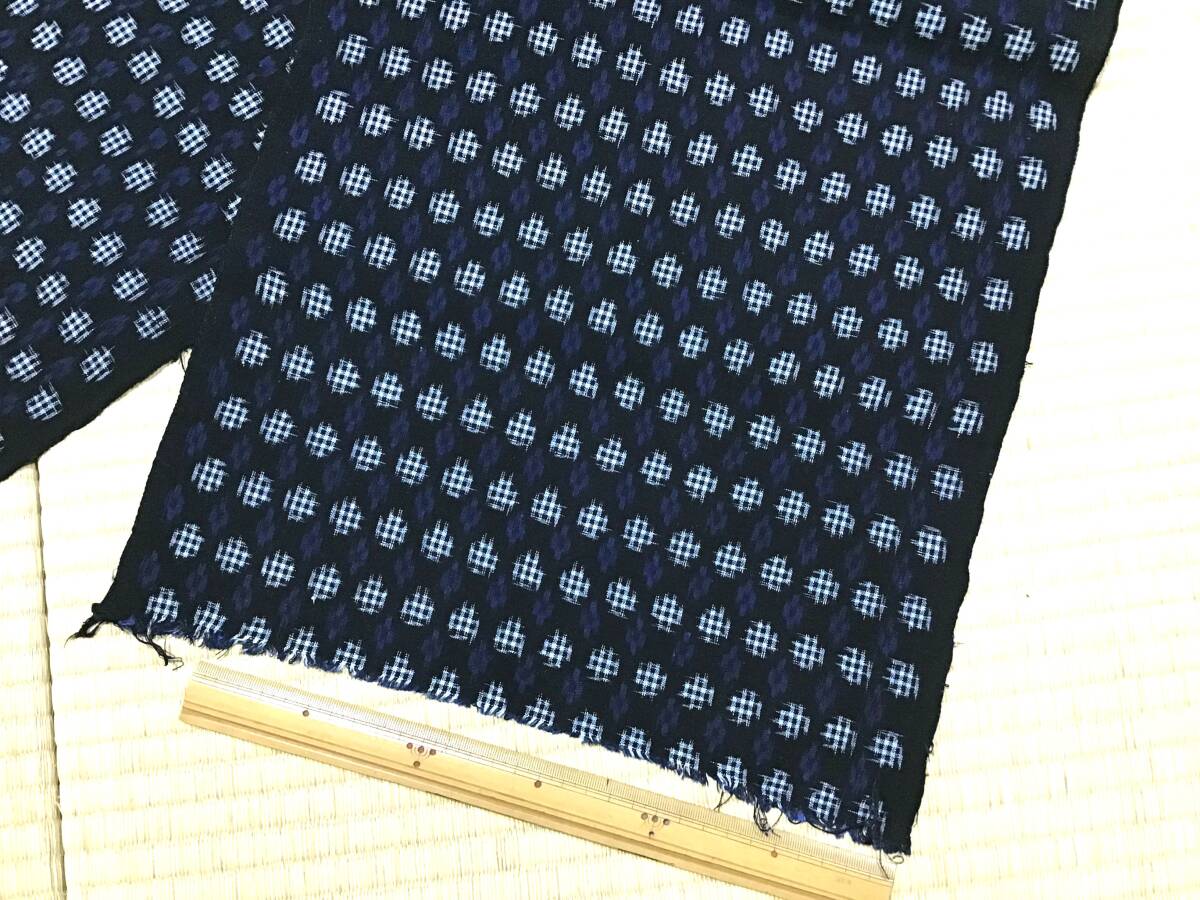 古布1147 木綿 藍染 久留米絣 美品 125ｃｍ リメイク材料 パッチワーク キルトの画像5
