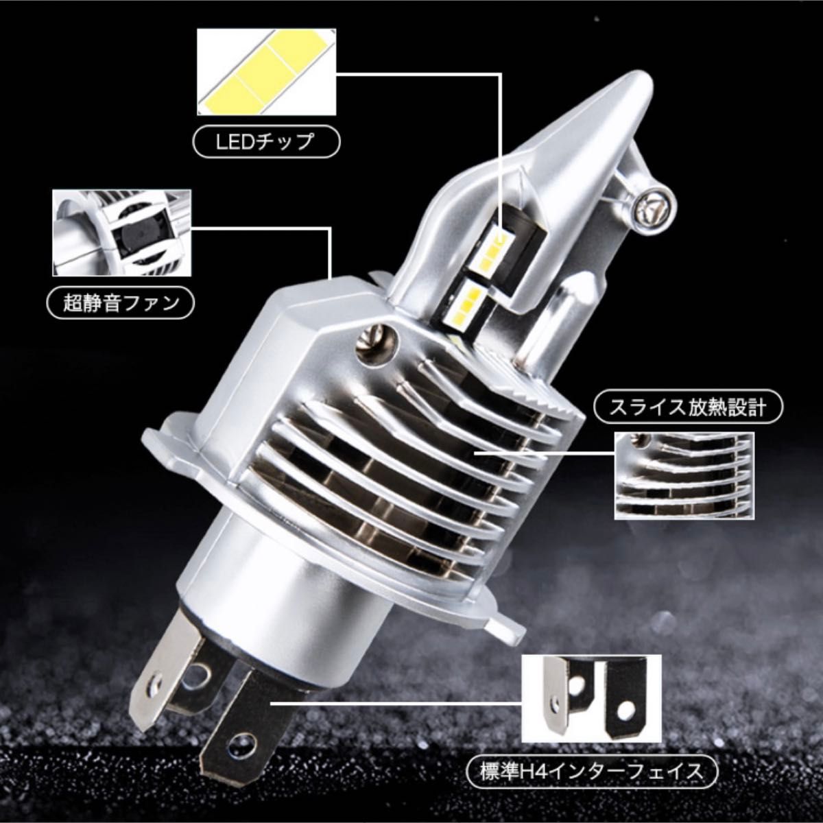 H4 led ヘッドライト Hi/Lo 16000LM 54W 12V/24V バイク用 車用 ホワイト LEDバルブ #d