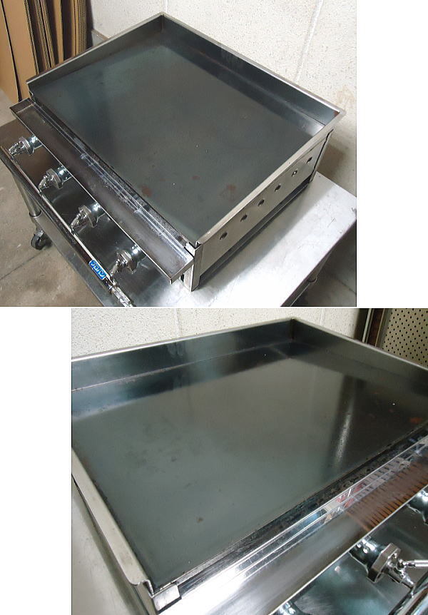 ★中古 税込 業務用 プロパンガス LPガス用 枠付き 鉄板焼き機 グリドル グリラー 60x45cm 板厚9mm ガス管メンテ済み 傷汚焦錆有 引取可の画像3