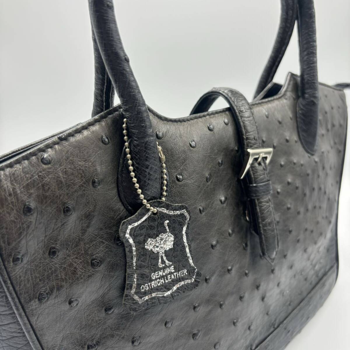 240419-オーストリッチ レザーバッグ ハンドバッグ ブラック系 レディース 婦人バッグ 鞄の画像5