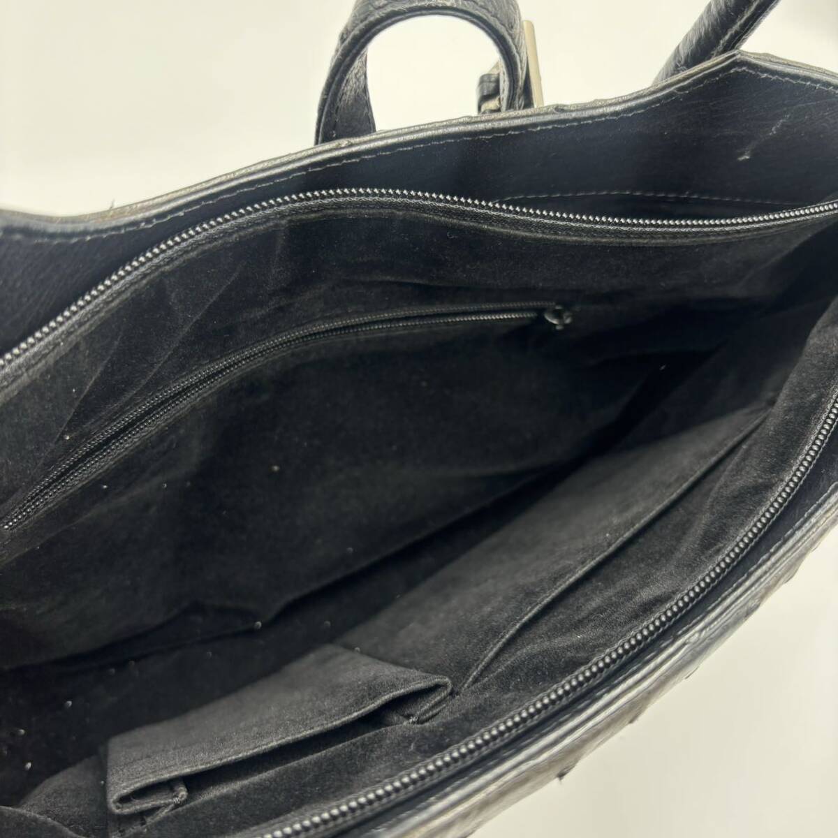 240419-オーストリッチ レザーバッグ ハンドバッグ ブラック系 レディース 婦人バッグ 鞄の画像6