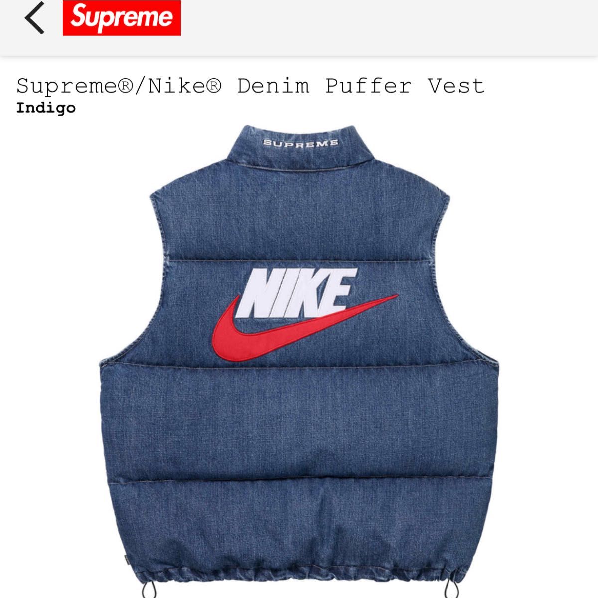 24ss】Supreme/Nike Denim Puffer Vest