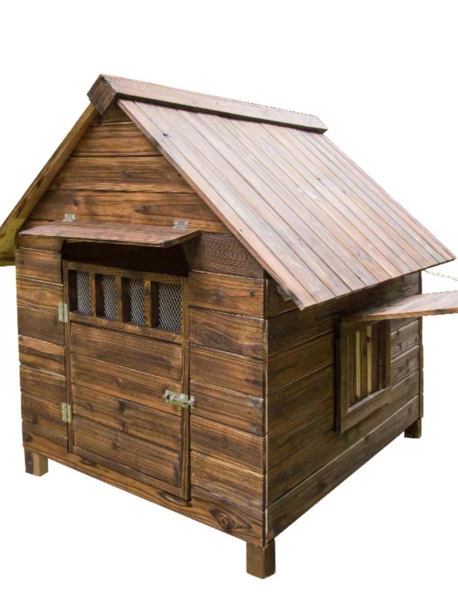 屋外用 耐候性 木製 天然木 犬小屋 ペットハウス ドッグハウス 犬舎 三角屋根 脚付き 小型犬 中型犬 通気性 組み立て 夏は涼しく冬は暖かいの画像7