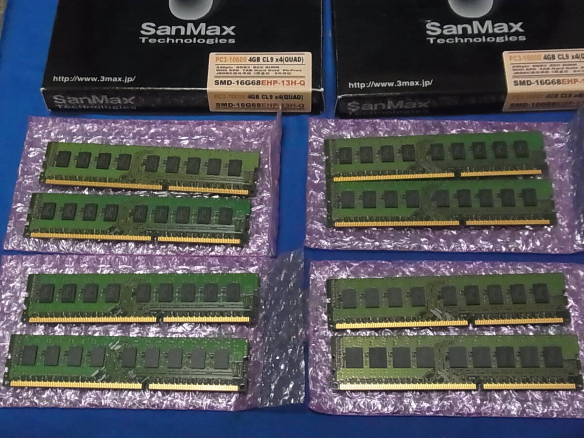 SanMax SMD-16G68 EHP-13H-Q PC3-10600 4GB CL9 x4(QUAD) ２個セットの画像6