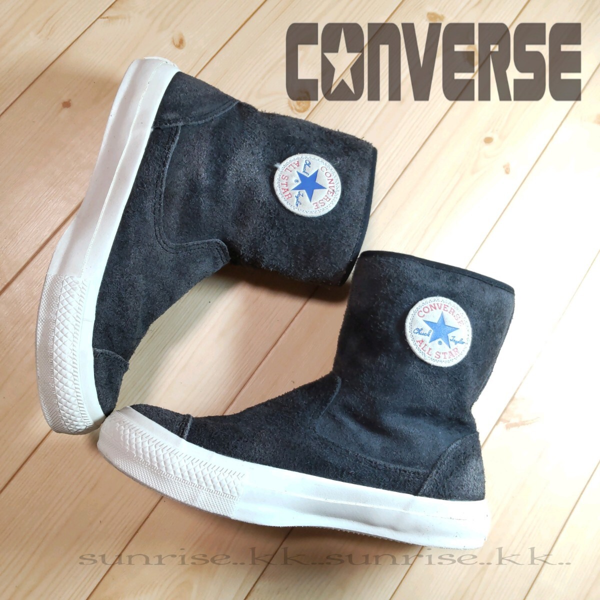 コンバース CONVERSE オールスター スエード サイド ジップ 黒 ブラック 24.5 cm ☆ レア モデル_画像1