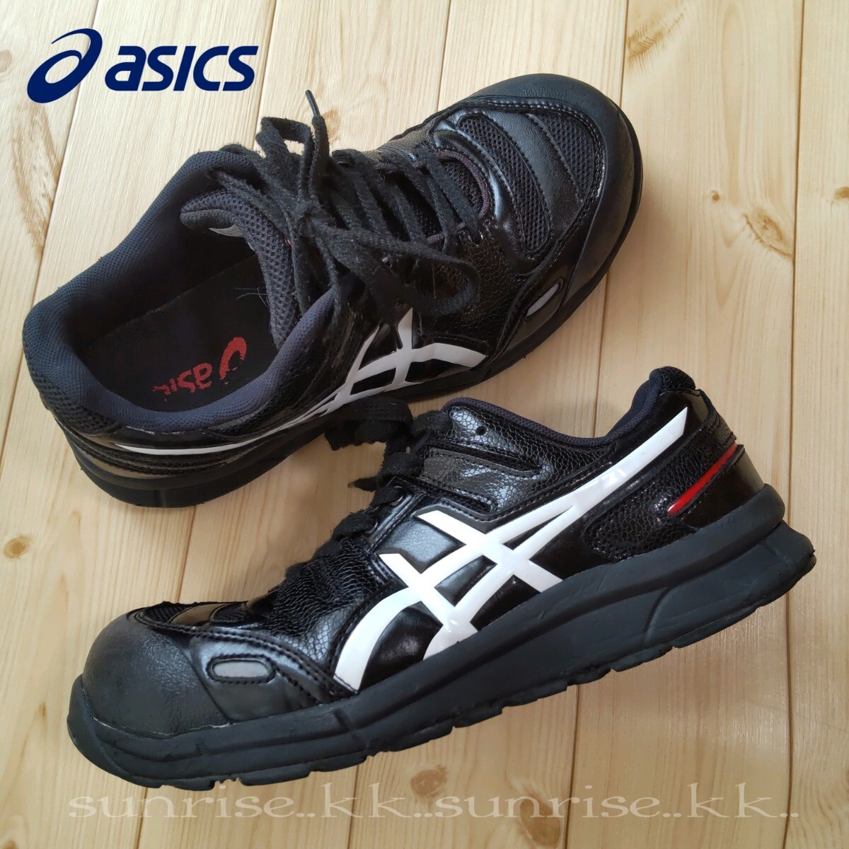 アシックス asics 安全靴 25.5 cm gel モデル 履き心地抜群 ブラック 黒 ○ ホームクリーニング済の画像1