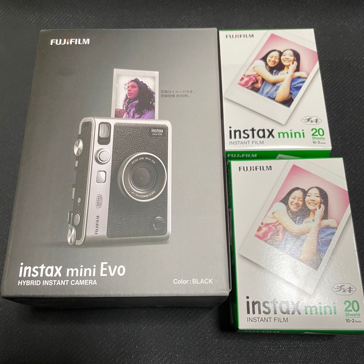 【新品未開封】 FUJIFILM ハイブリッドインスタントカメラ チェキ instax mini Evo BLACK