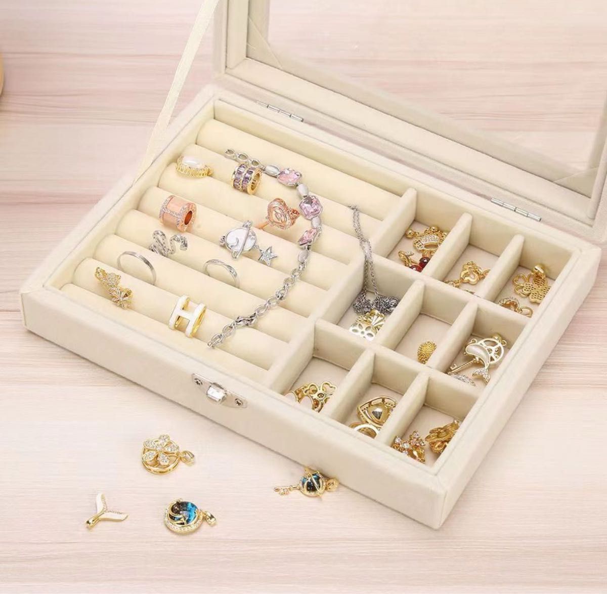 ジュエリーケース　アクセサリー　収納ケース　大容量　シンプル　ピアス　リング　時計　小物入れ 宝石箱 コレクションケース ブレス