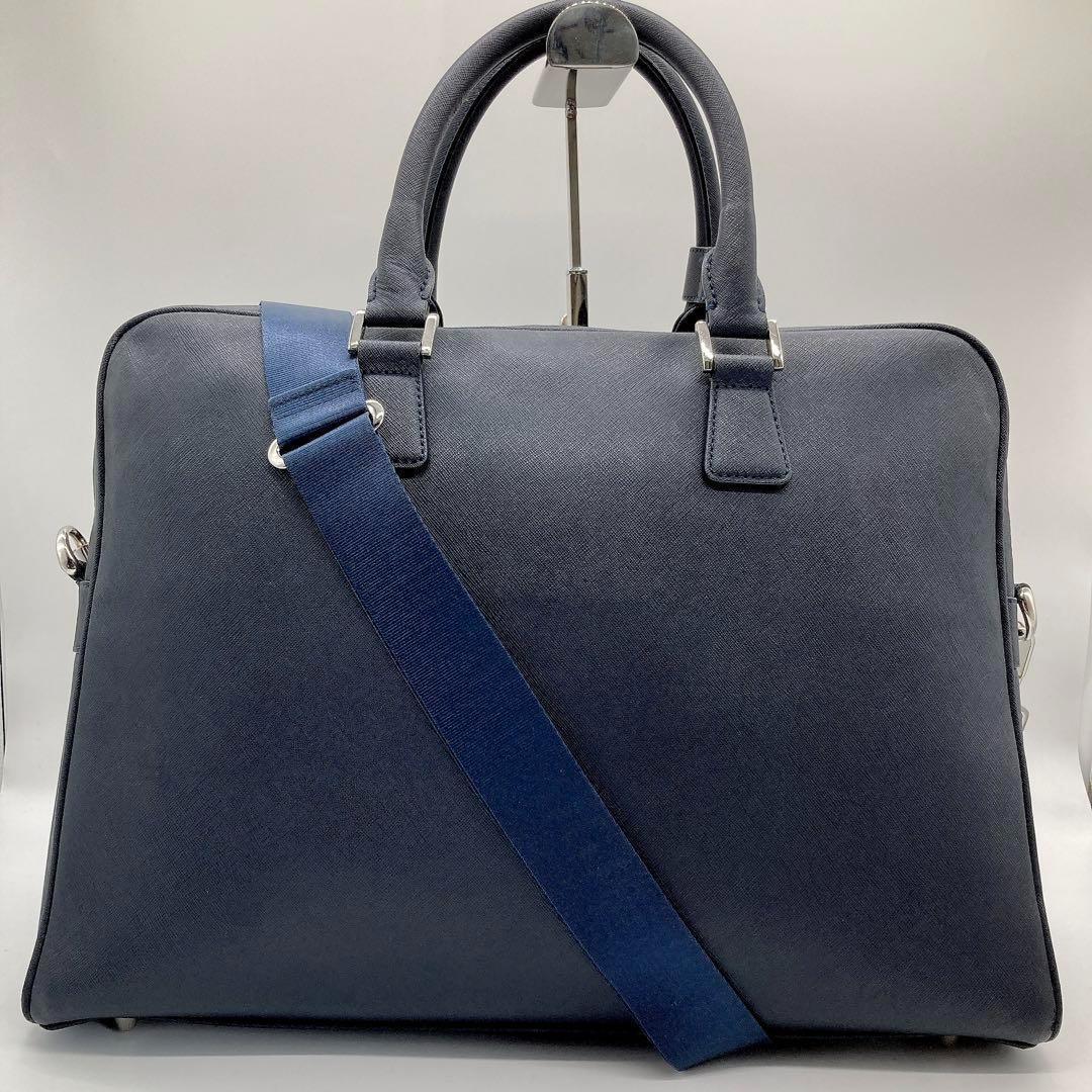 UNITED ARROWS United Arrows business bag briefcase 2way men's shoulder bag leather navy A4*PC*