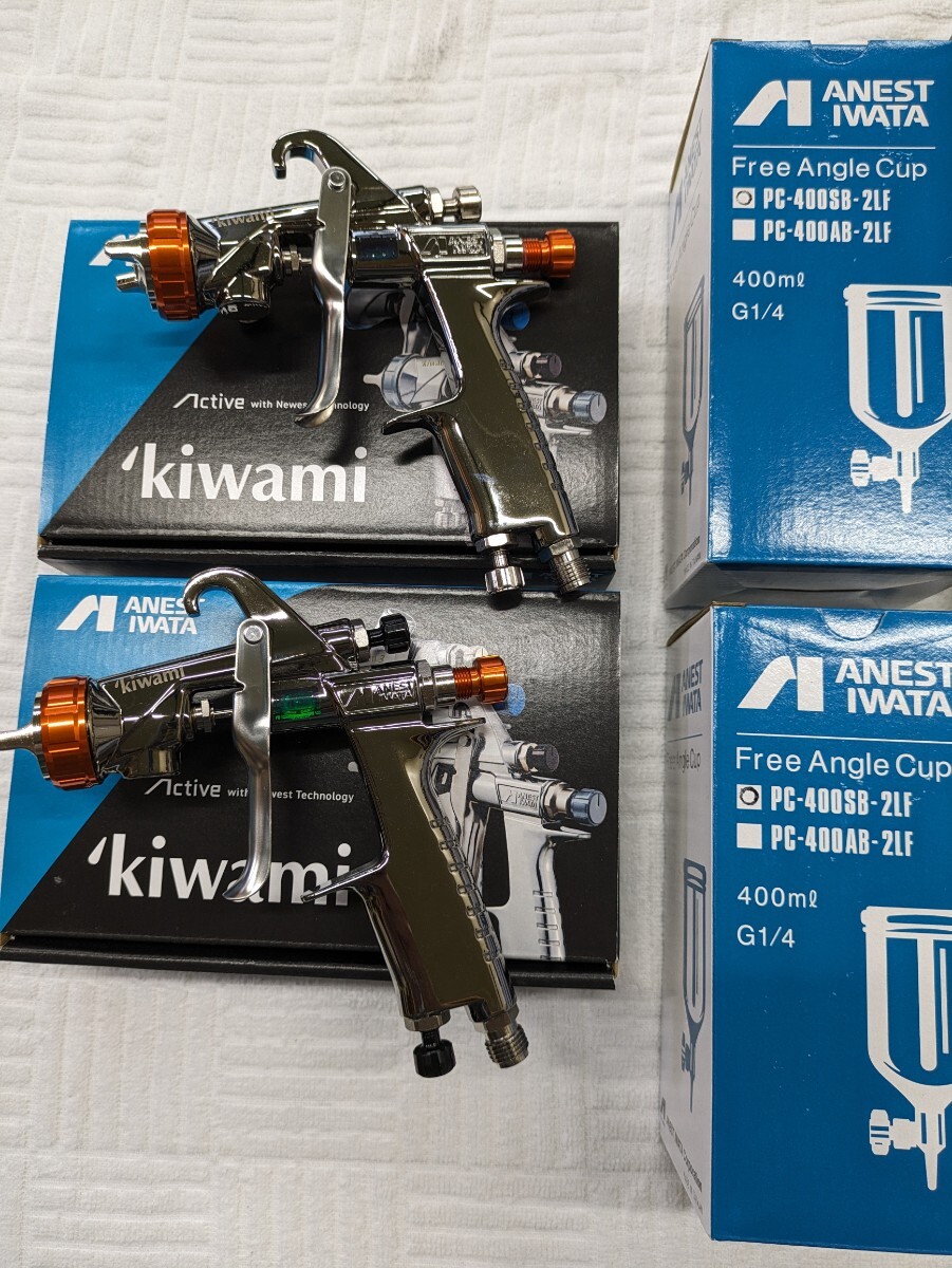 アネスト岩田 スプレーガン KIWAMIシリーズ3台セット！フリーアングルカップ＆手元圧力計付きの画像2