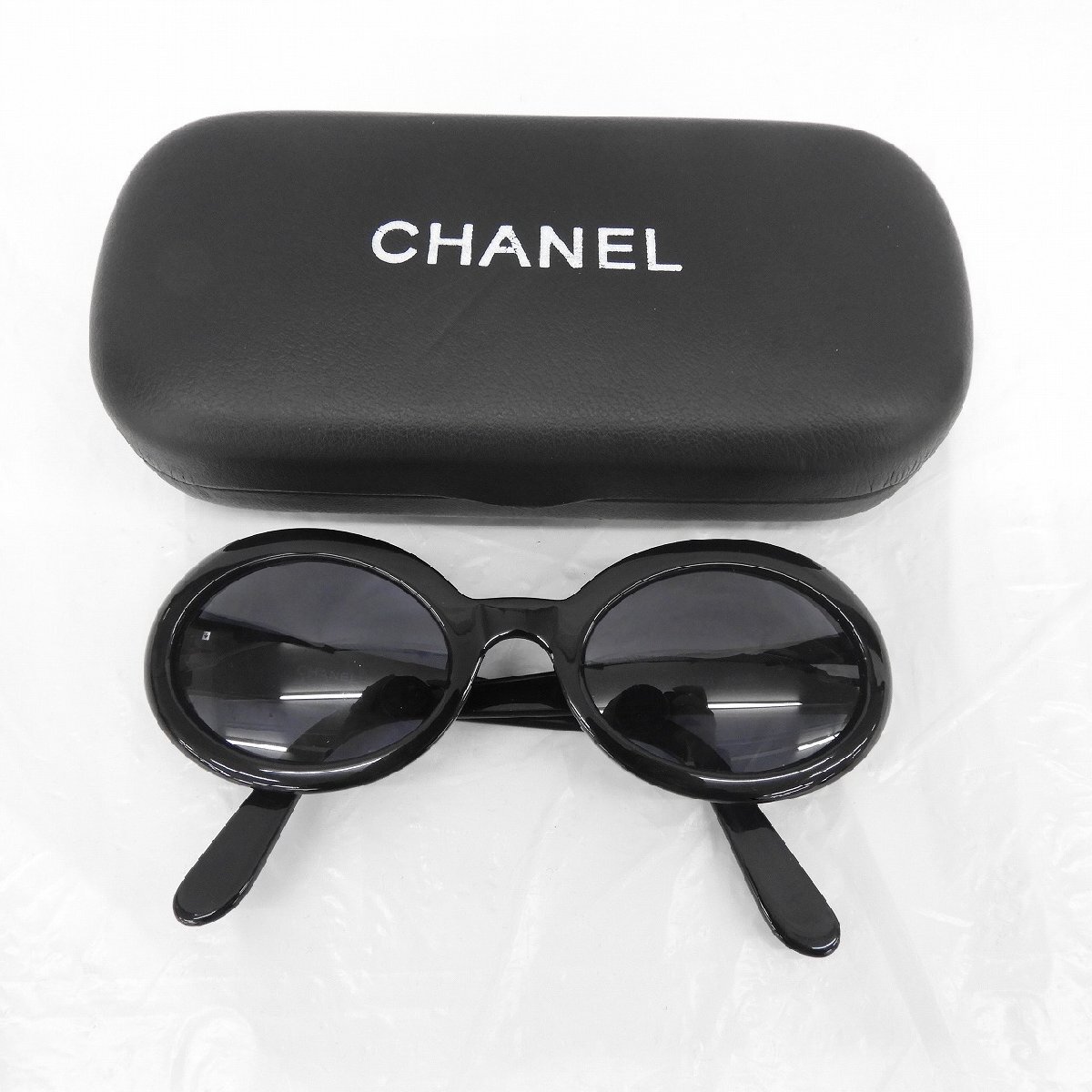 【中古品】CHANEL シャネル サングラス ココマーク オーバル ブラック 07801 94305 ケース付き 11554485 0422_画像1