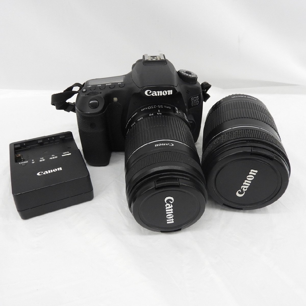 【中古品】Canon キャノン デジタル一眼レフカメラ EOS 60D レンズ2本(18-135/55-250ｍｍ)セット 11562356 0430_画像1