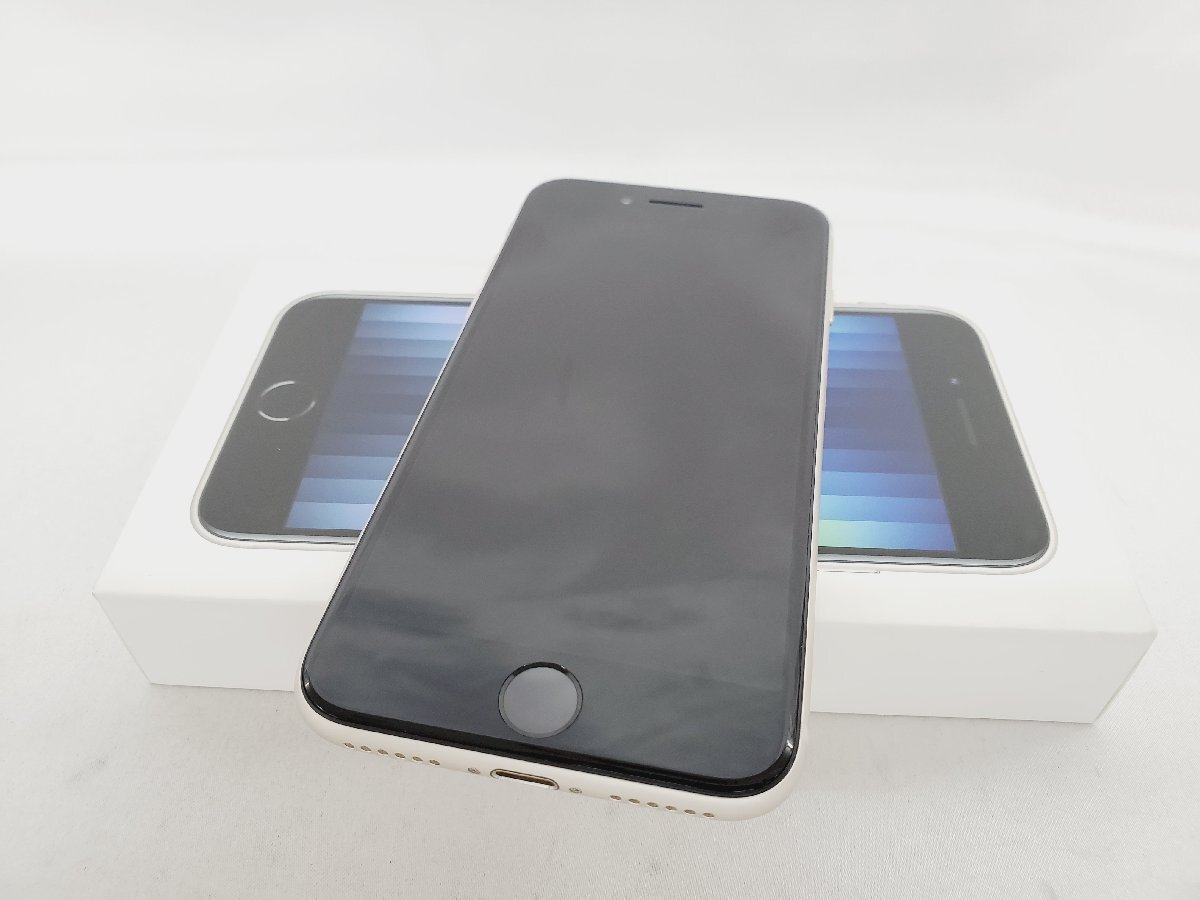 【美品】国内版 SIMフリー スマートフォン Apple iPhone SE 第3世代 64GB MMYD3J/A スターライト 11540128 0409の画像1