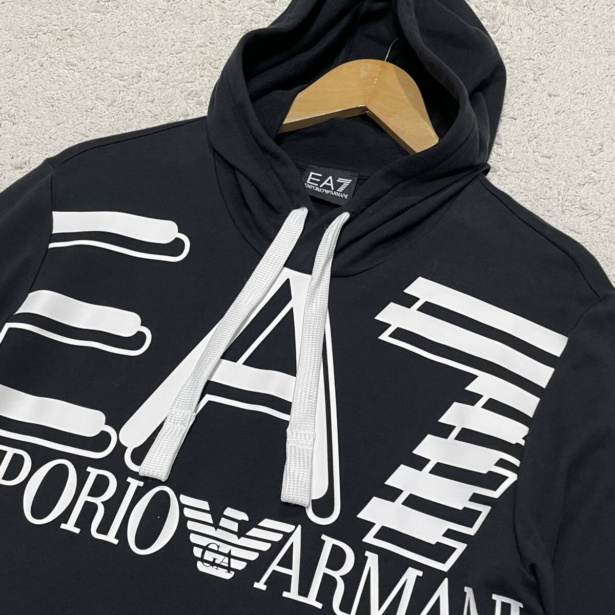 ★1円〜 美品 EA7 EMPORIO ARMANI エンポリオアルマーニ ビッグロゴ プルオーバー パーカー フーディー Sサイズ★の画像2