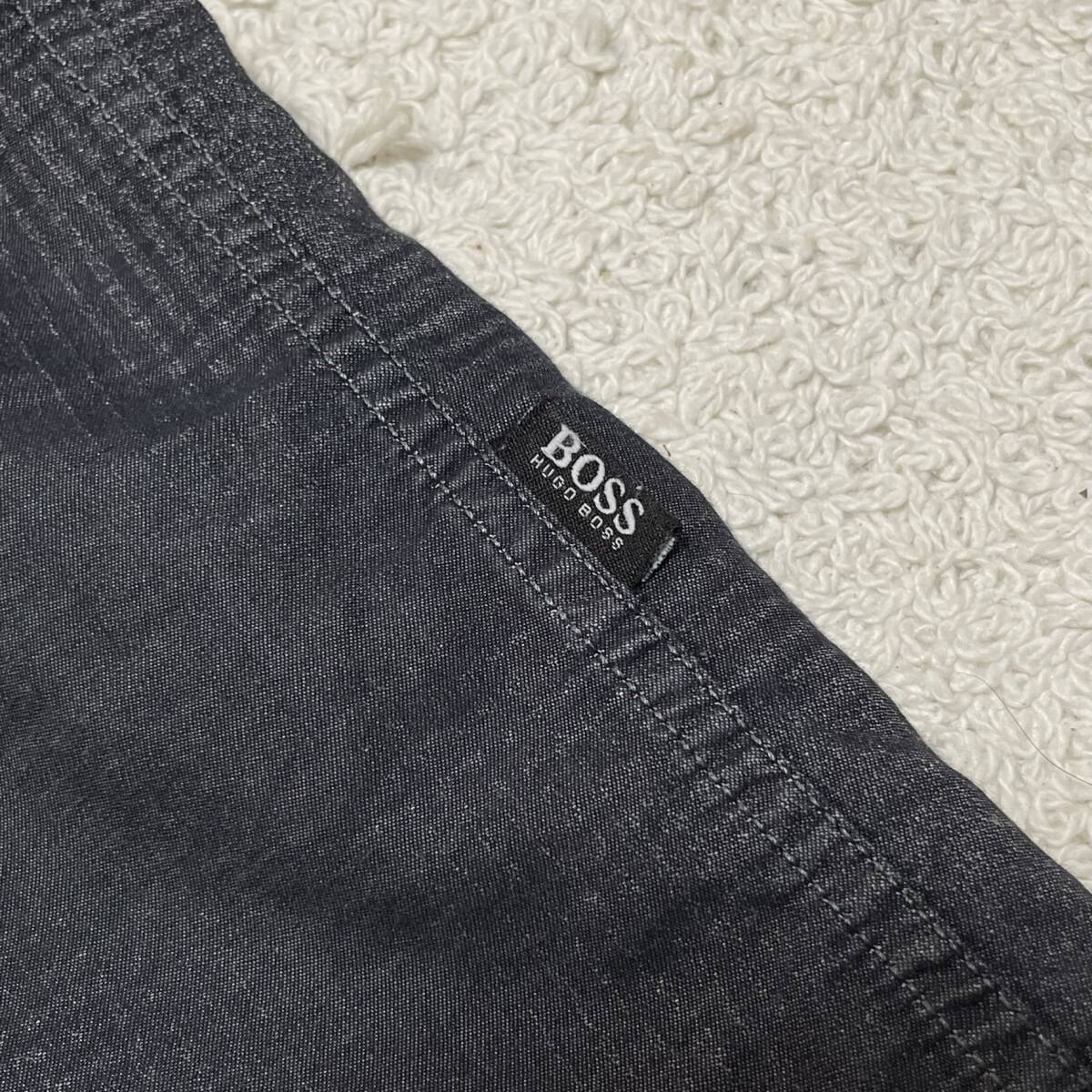 ★1円〜 HUGO BOSS ヒューゴボス 春夏 薄手 コットン グラデーションチェック 長袖シャツ Mサイズ SLIM FIT★_画像5