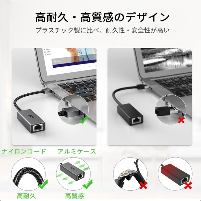 uniAccessories 有線LANアダプター USB-A → RJ45 Windows/Chrome/Linux/Mac/Switch 新品 送料込_画像3