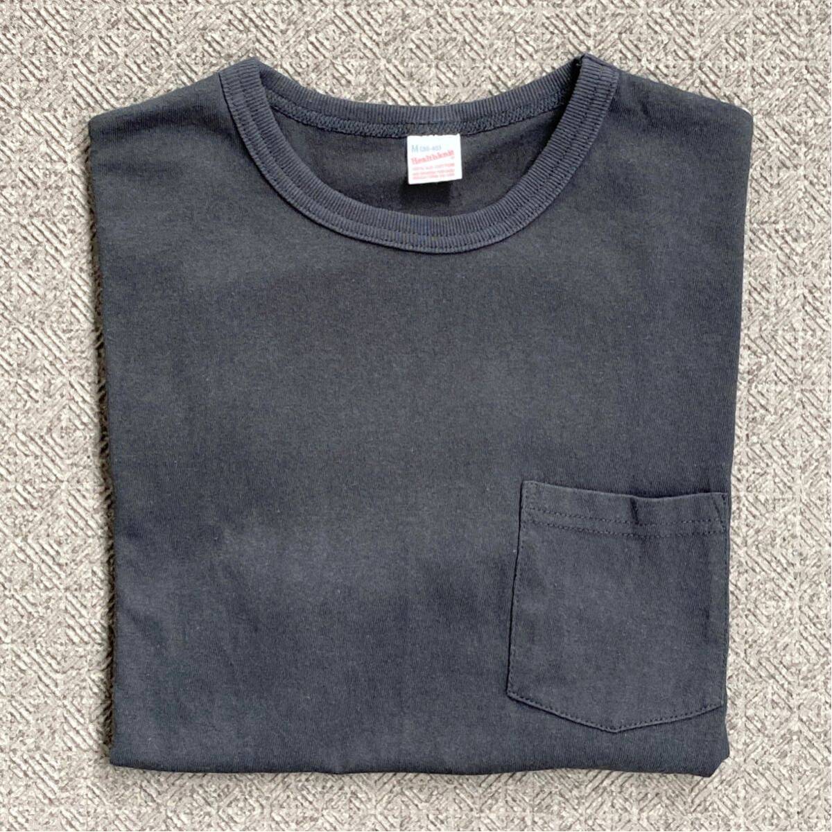 Healthknit 906L ヘンリーネック Tシャツ NATURAL BLACK / 5229 ポケット Tシャツ BLACK / US COTTON USA ヘルスニット_画像7