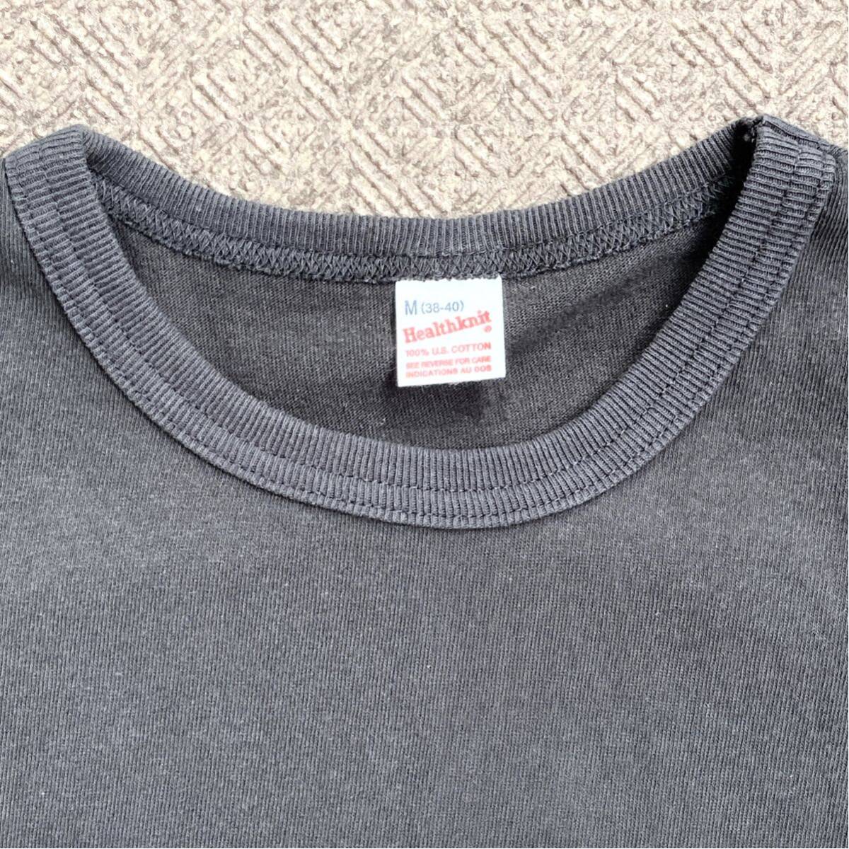 Healthknit 906L ヘンリーネック Tシャツ NATURAL BLACK / 5229 ポケット Tシャツ BLACK / US COTTON USA ヘルスニット_画像8