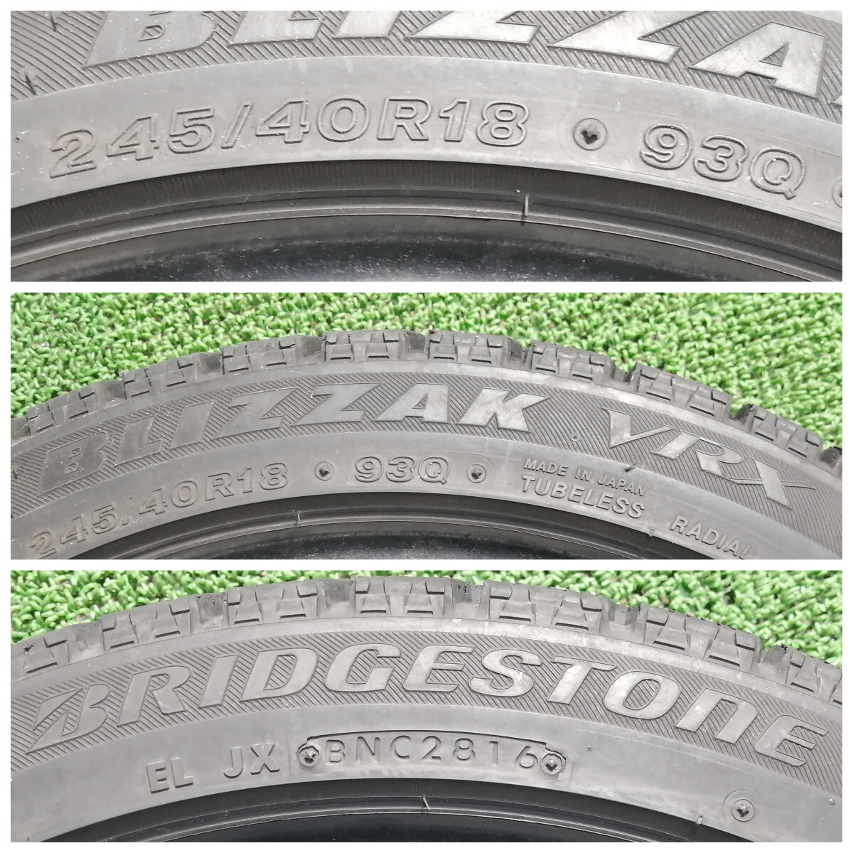 245/40R18 93Q Bridgestone BLIZZAK VRX 中古 スタッドレスタイヤ 4本セット 送料無料 245/40/18 ブリヂストン U3553.S_画像6