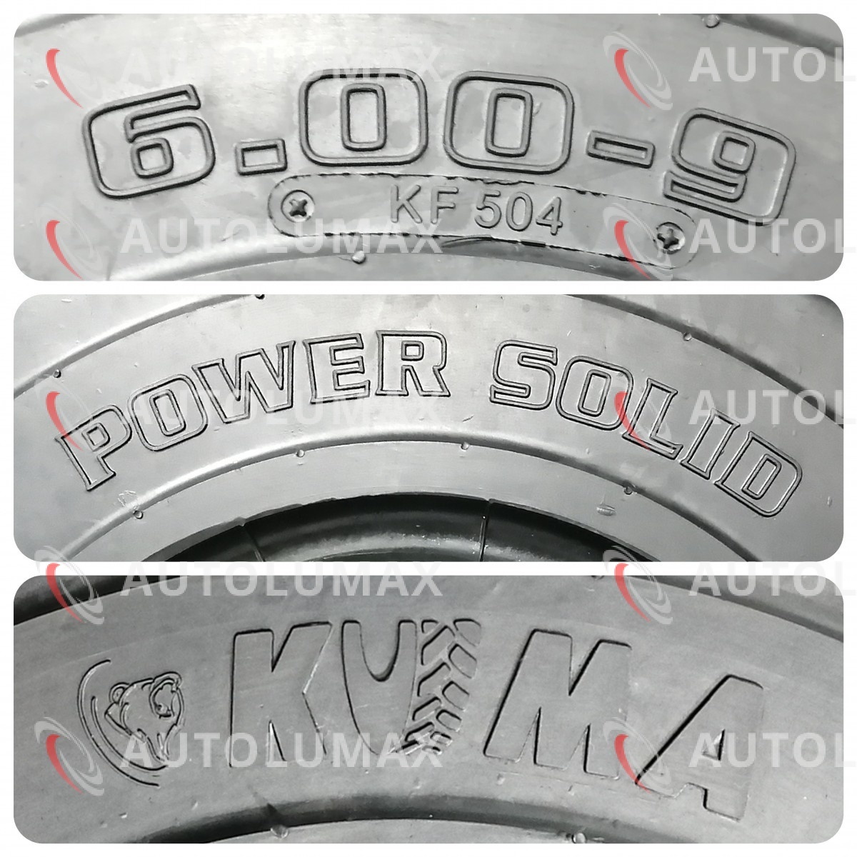 6.00-9 (600-9) リム幅4.00 KUMA KF504 SOLID ソリッドタイヤ ノーパンクタイヤ フォークリフト 新品 2本セット 2022年製 ベトナム製 2_画像4
