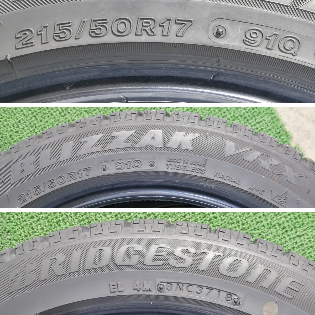 215/50R17 91Q Bridgestone BLIZZAK VRX 中古 スタッドレスタイヤ 2本セット 2018年製 送料無料 215/50/17 ブリヂストン U3573.M_画像4