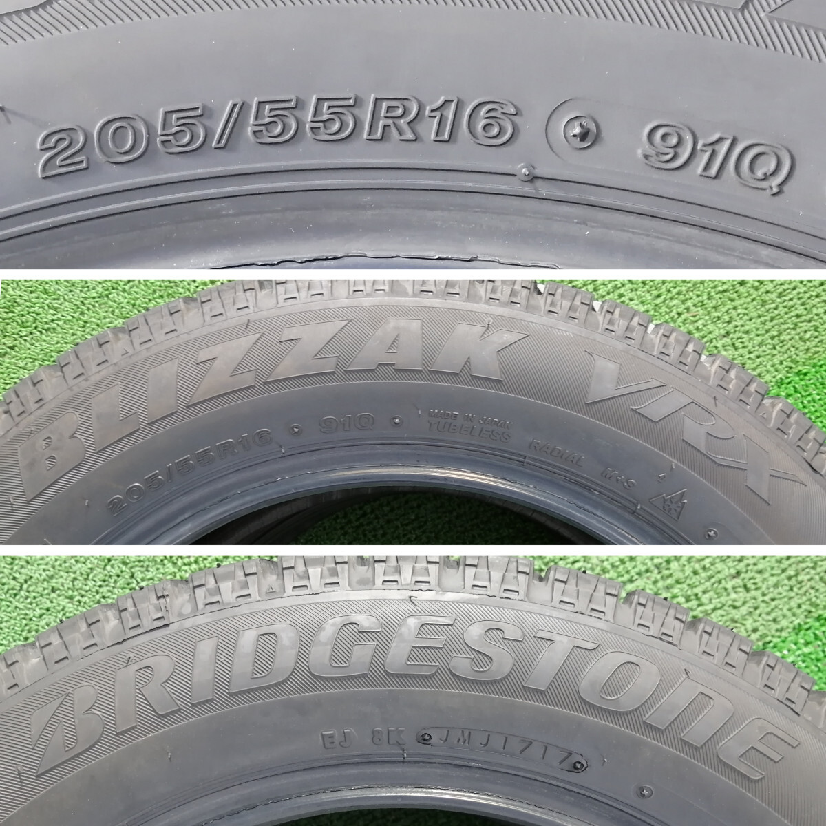 205/55R16 91Q Bridgestone BLIZZAK VRX 中古 スタッドレスタイヤ 4本セット 送料無料 205/55/16 ブリヂストン U3578.C_画像6