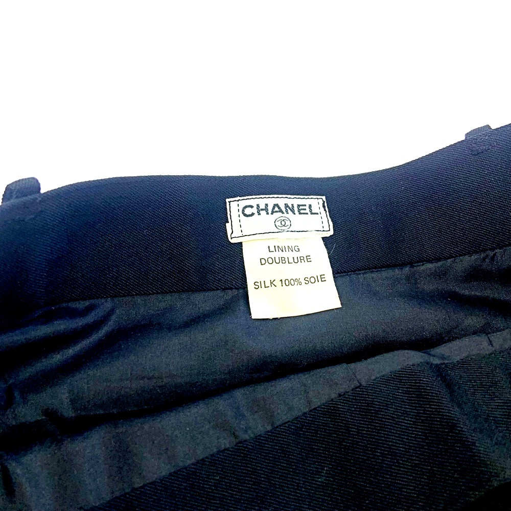 CHANEL シャネル シルク ココマークボタン スカート レディース ブラック 158940_画像3