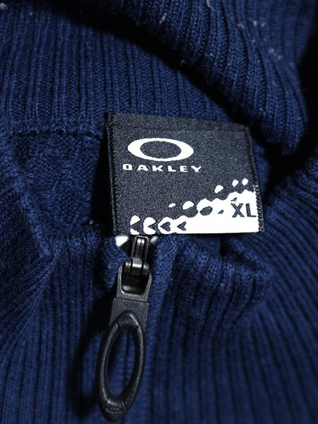 OAKLEY オークリー ハーフジップ ロゴ刺繍 綿混 長袖 サマーニットカットソー Tシャツ XL_画像4