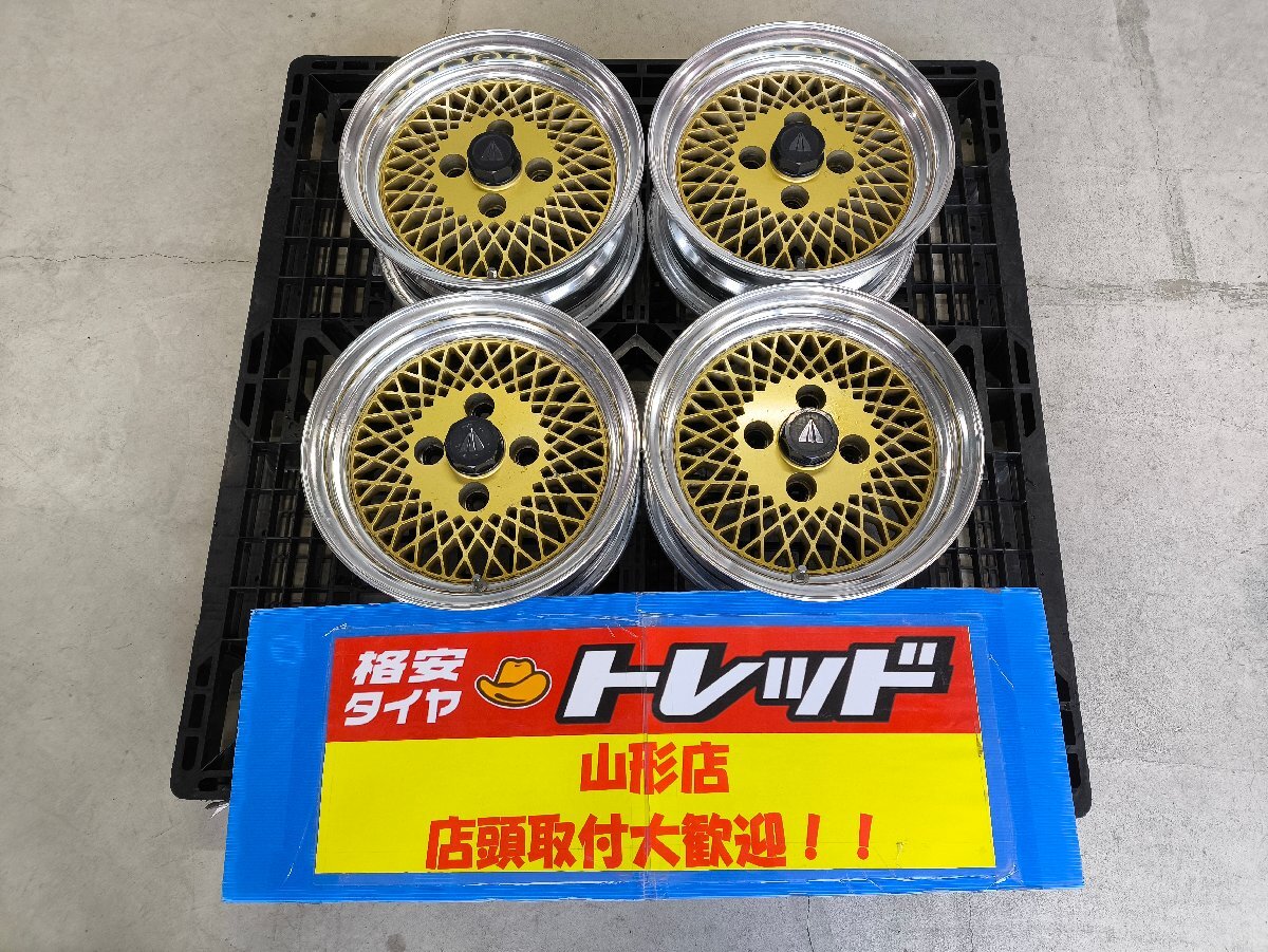 ★山形店 中古ホイール4本セット ENKEI エンケイ 1460 114 4H +15 GOLD メッシュホイールの画像1