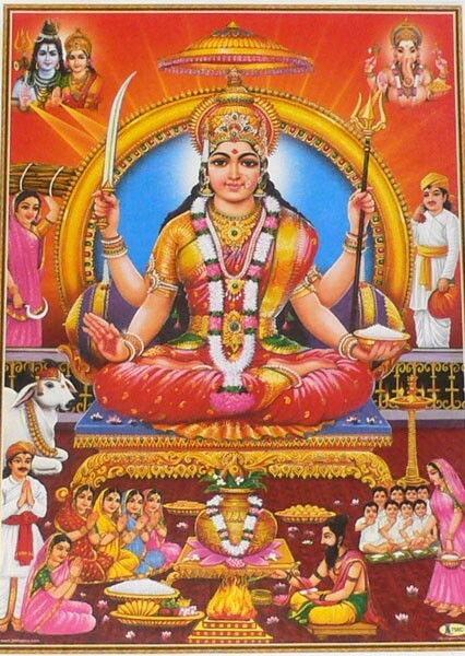 インドの神様ポスター サントーシー 変形B4サイズ ヒンドゥー教 アジアン エスニック POS-GOD-M68_画像1