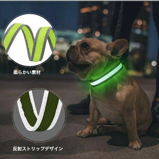 光る首輪 犬 散歩 夜 ライト LED 明るい USB充電式, サイズ調整可能